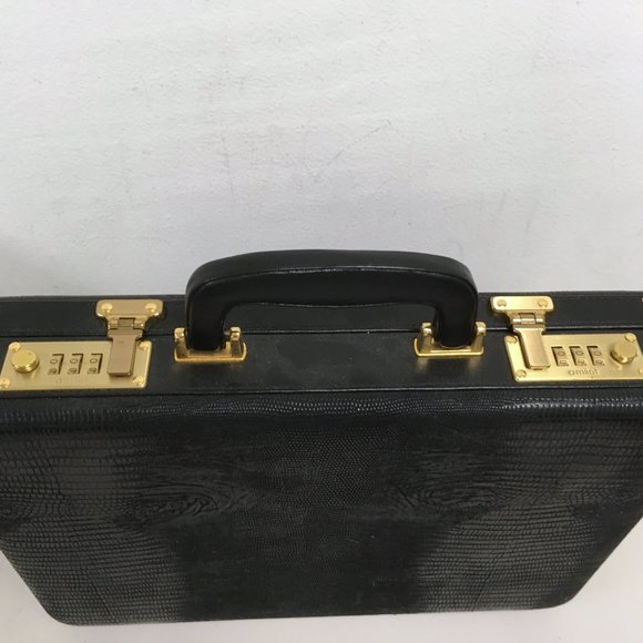 Amniet crocodile belly leather black briefcase attache case New Opus - Picture 1 of 16